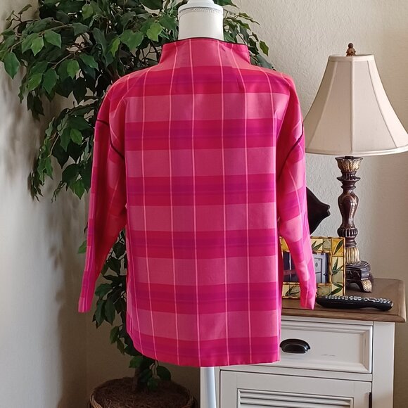 EUC Designer Marisa Baratelli 100% Thai Silk Plaid Jacket/Blazer Size 10 - Picture 3 of 5